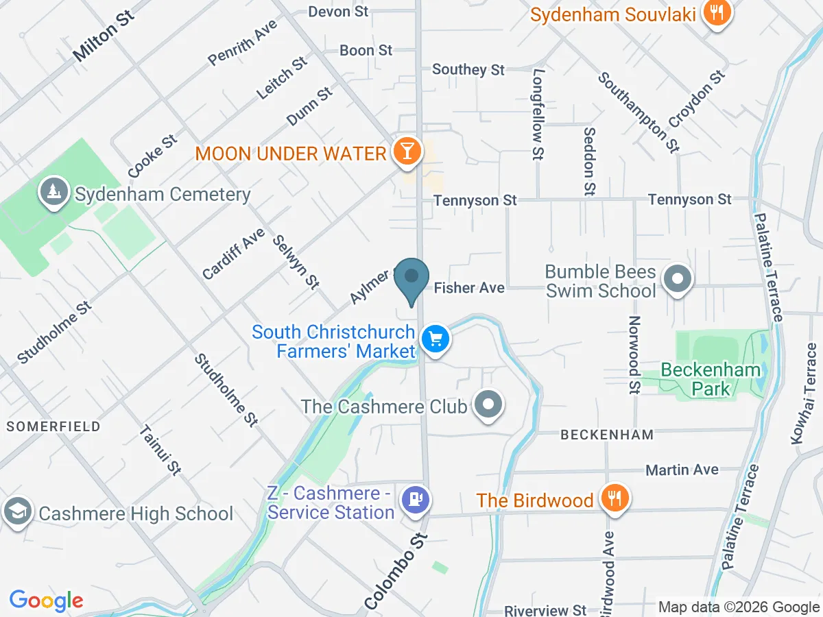 Map showing Better Health Osteopathy Cashmere, 101 Colombo Street, Somerfield