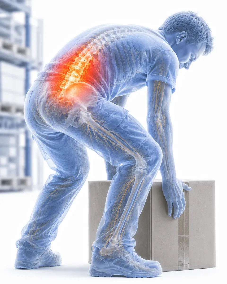 Workplace injuries, anatomical illustration